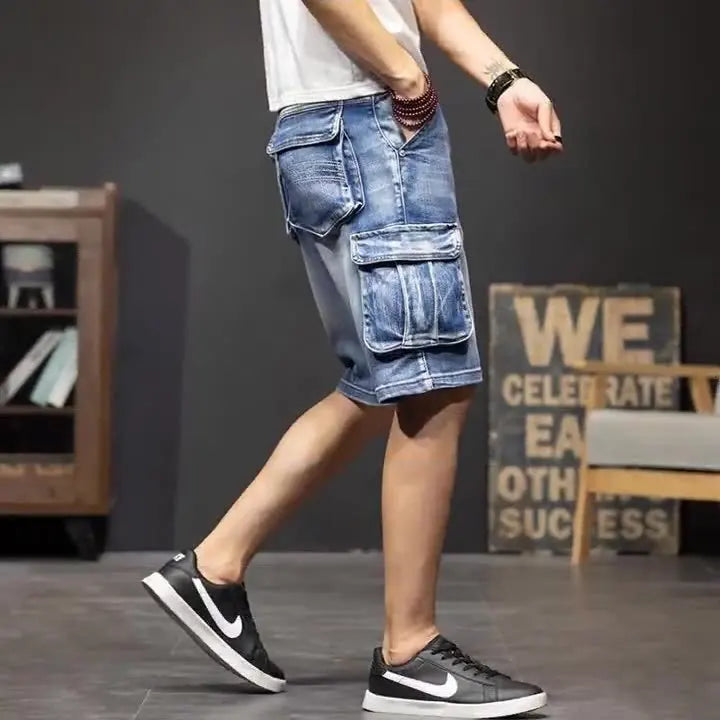 American Retro Denim Cargo Shorts