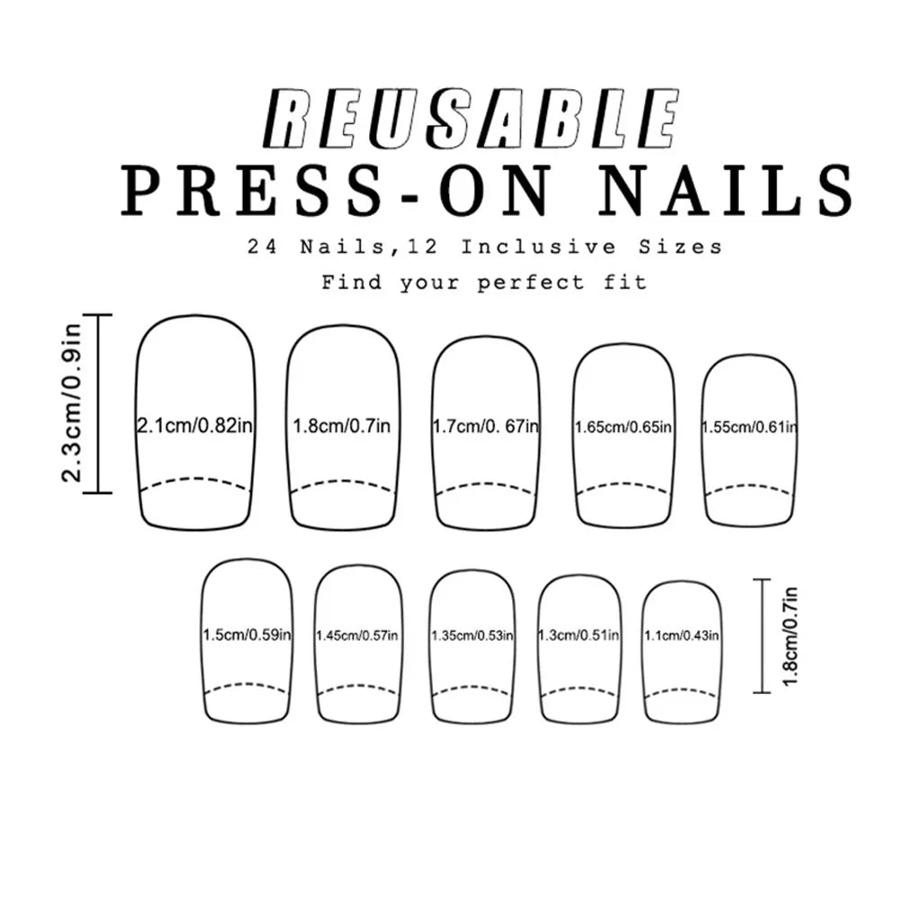 Short Medium fake nails golden