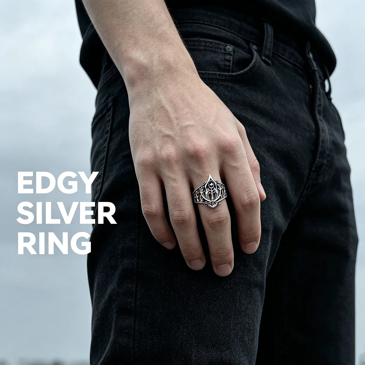 Gothic Openwork Wide-Band Ring