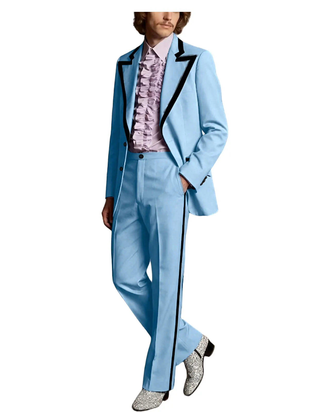 Black Trim Slim Tuxedo Suit Set