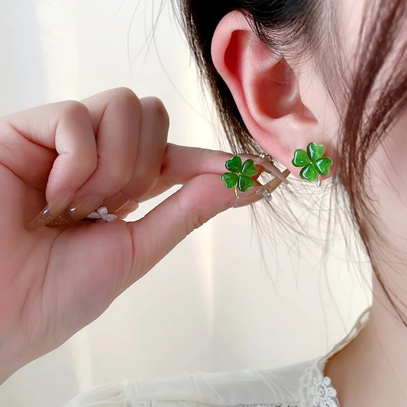 Elegant Clover Opal Earrings