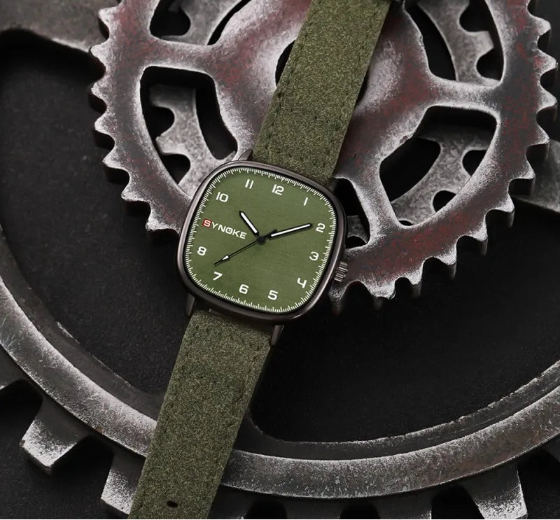 SYNOKE Square Leather Quartz Watch