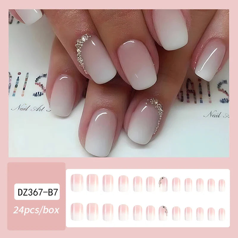 Gradient White Press Nails