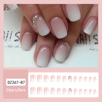 Gradient White Press Nails