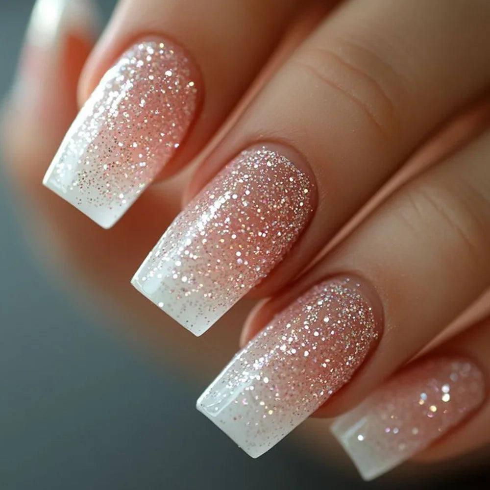 Short Square Press Nails Gradient