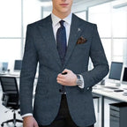 Herringbone Tweed Single-Breasted Blazer