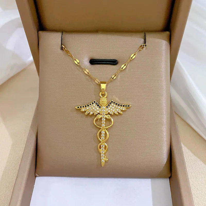 Dragonfly Zircon Pendant Necklace