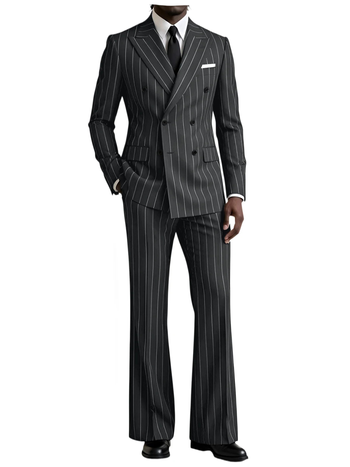Striped Flare-Pants Formal Tuxedo Set