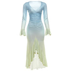 Elegant Gradient Ruffle Party Dress Women