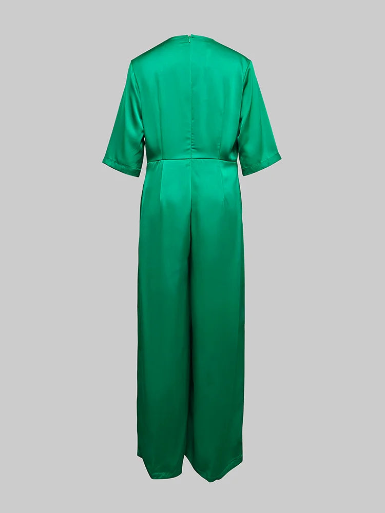 V-Neck Wide Jumpsuit