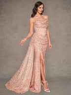 Rose Gold Sequin Mermaid Gown
