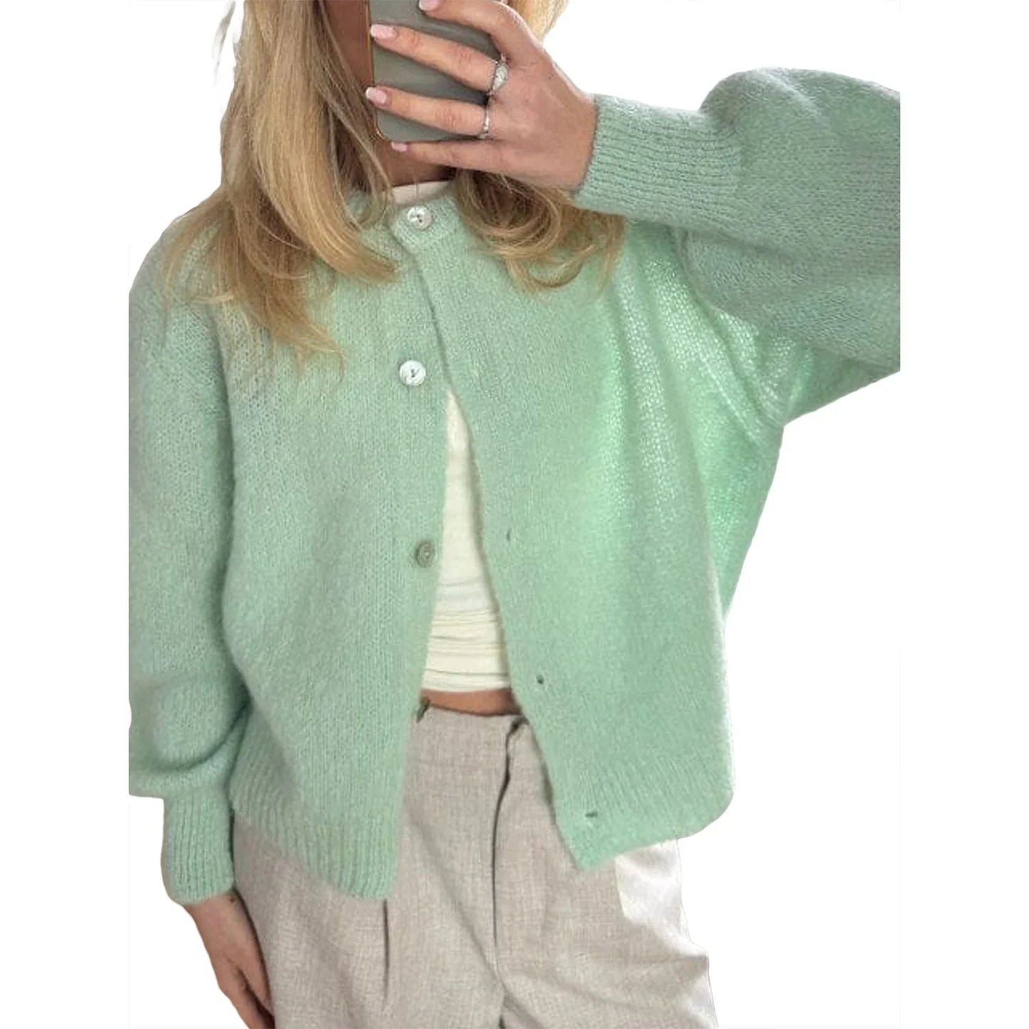 Solid Knit Button Cardigan