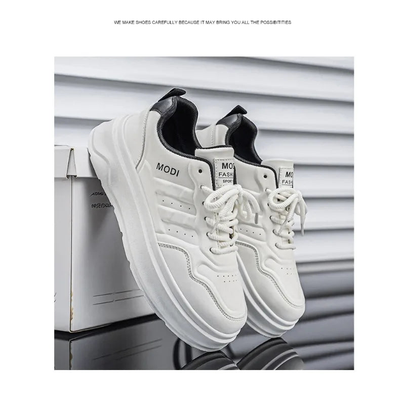 Summer White Platform Leather Sneakers