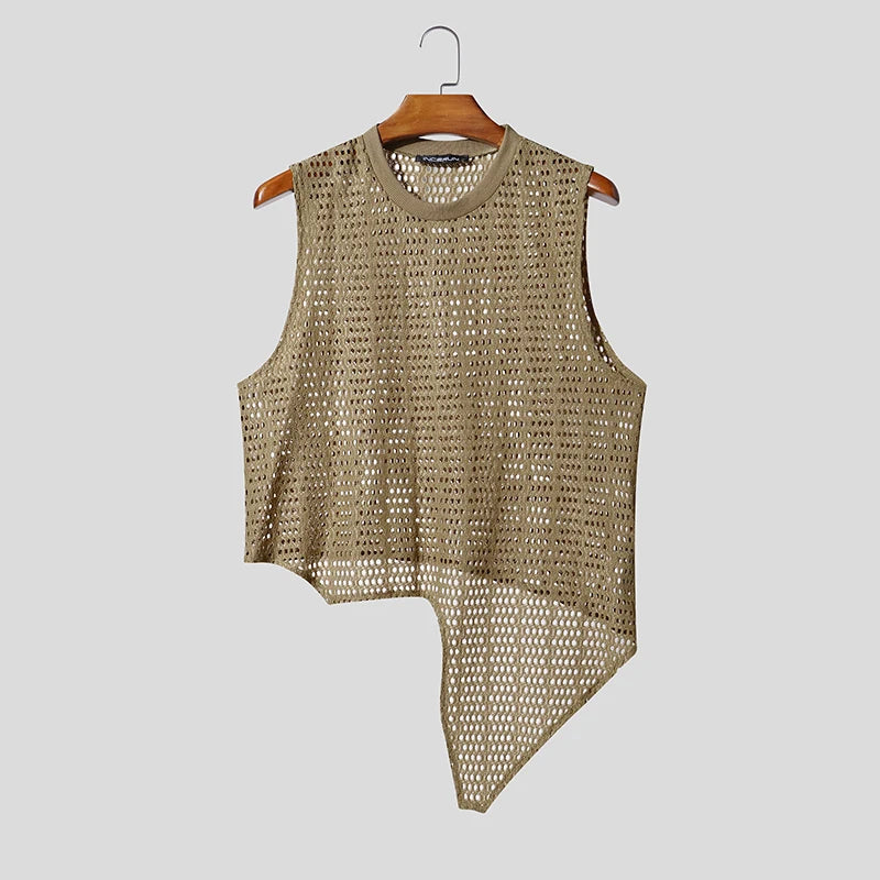 INCERUN Hollow-Out Sleeveless Top