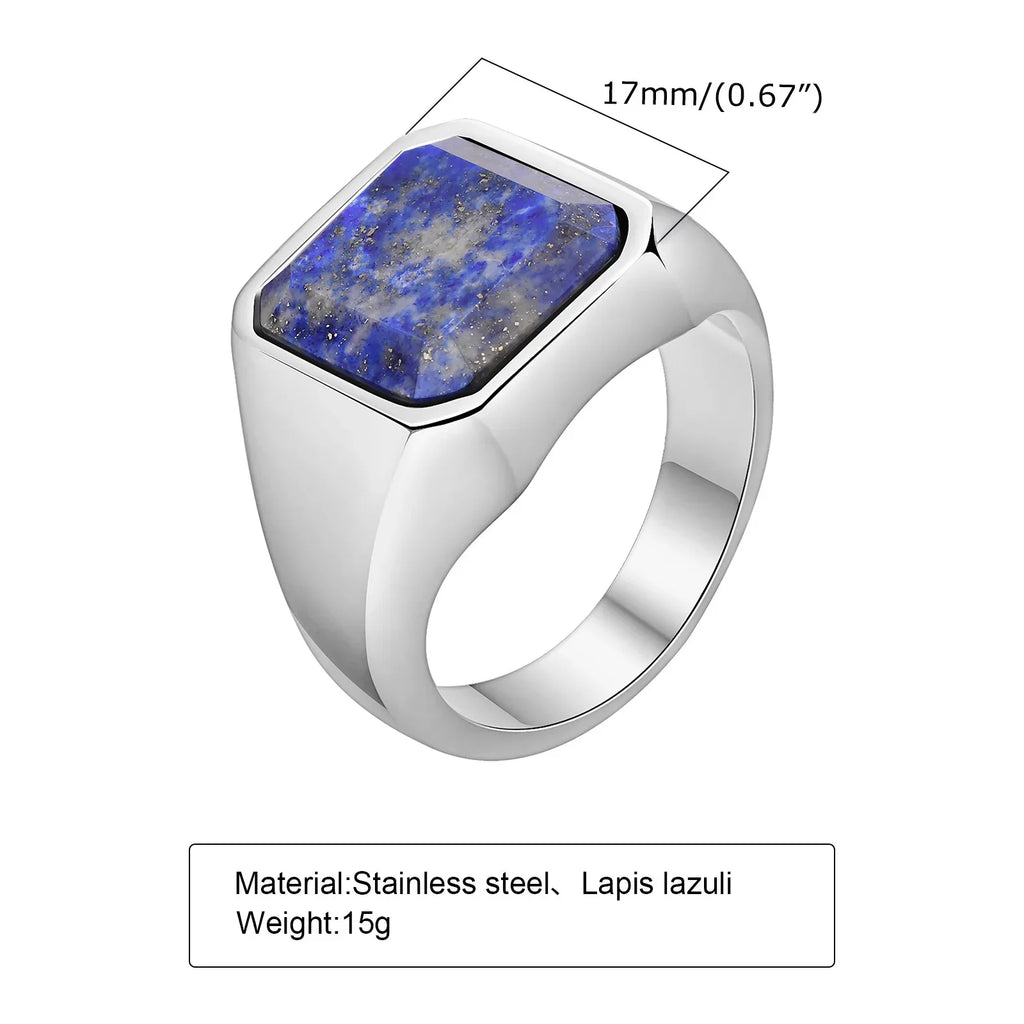 Punk Natural Stone Stainless Steel Ring