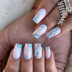 Mid-length French False Nails Leopard