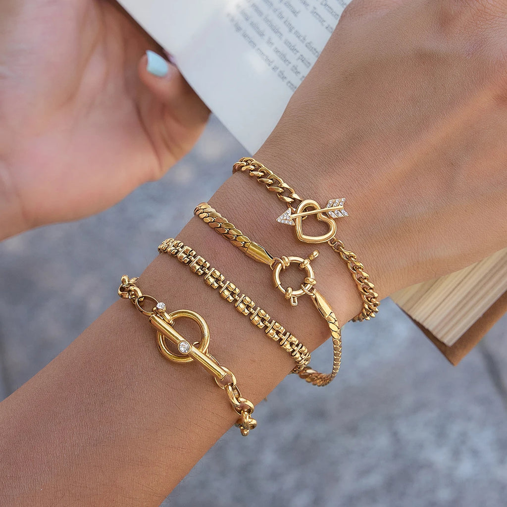 Glass Link Chain Bracelet