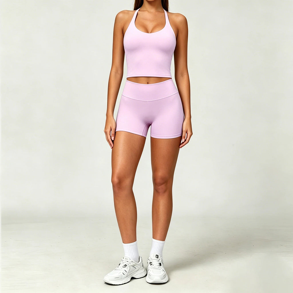 Nylon Solid True-To-Size Fit Two-Piece Yoga Set