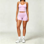 Nylon Solid True-To-Size Fit Two-Piece Yoga Set