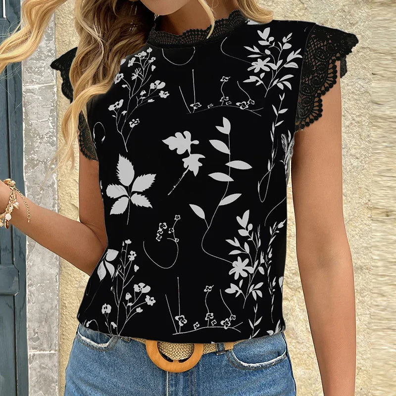Casual Lace Sleeve Top