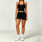 Nylon Solid True-To-Size Fit Two-Piece Yoga Set