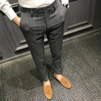 Plaid Slim Korean Cropped Trousers