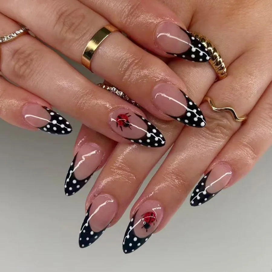 Blue Press Nails Polka Dot