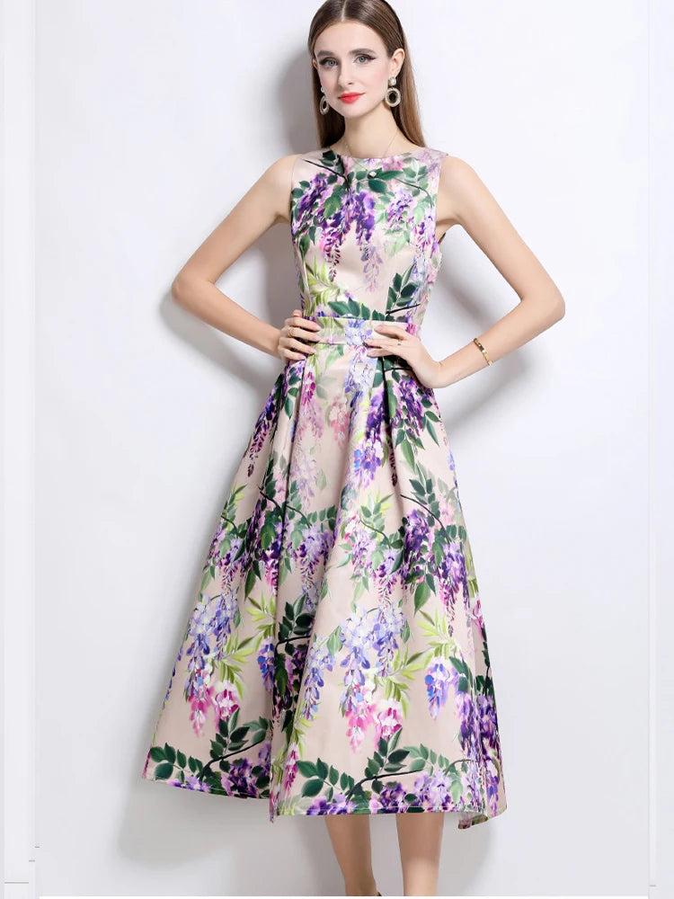Printed Slim Fit Summer Vest Dress