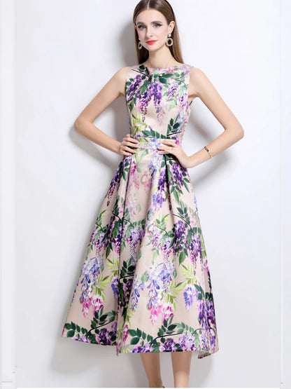 Printed Slim Fit Summer Vest Dress
