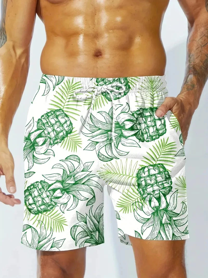 Pineapple 3D Print Swim Trunks