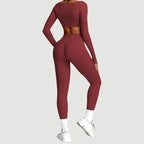 Nylon Solid Long Sleeve Two-Piece Yoga Set