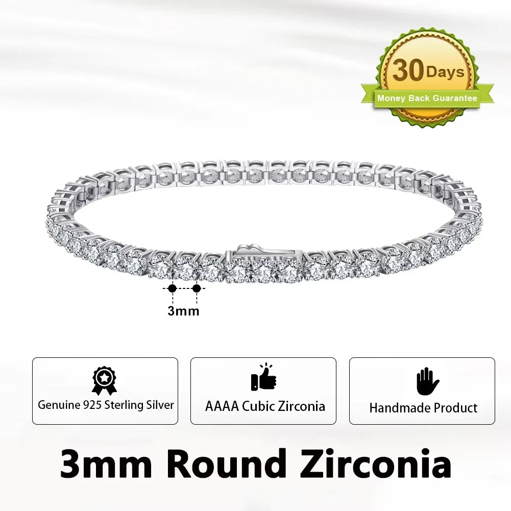 Sterling Silver Tennis Chain Bracelet