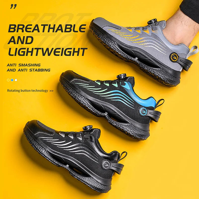 MJYTHF Rotating-Button Steel-Toe Boots