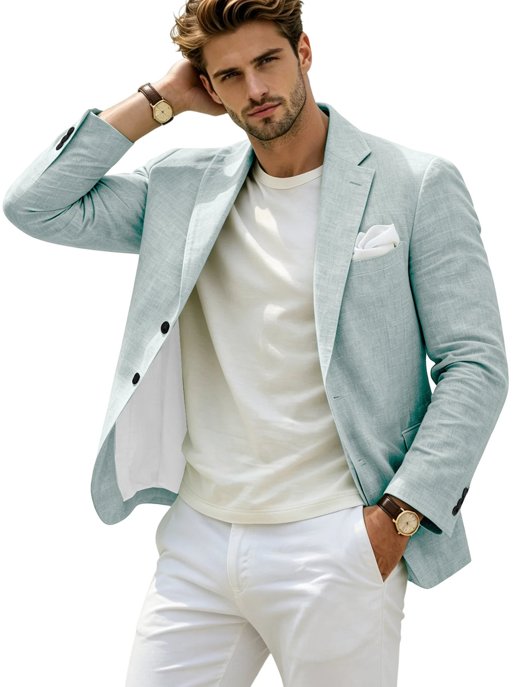 Linen Slim Single-Breasted Casual Blazer