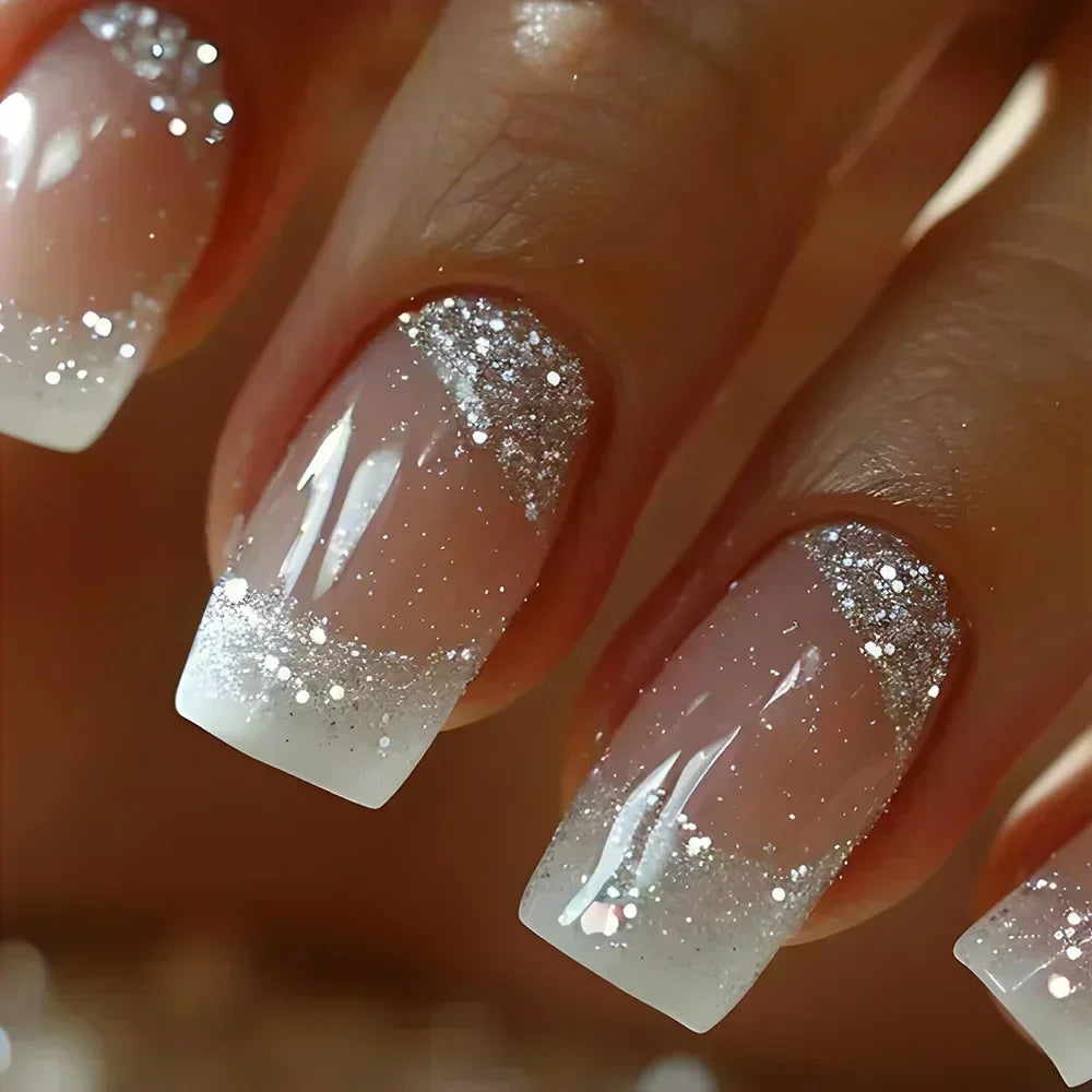 Short Square Press Nails Gradient