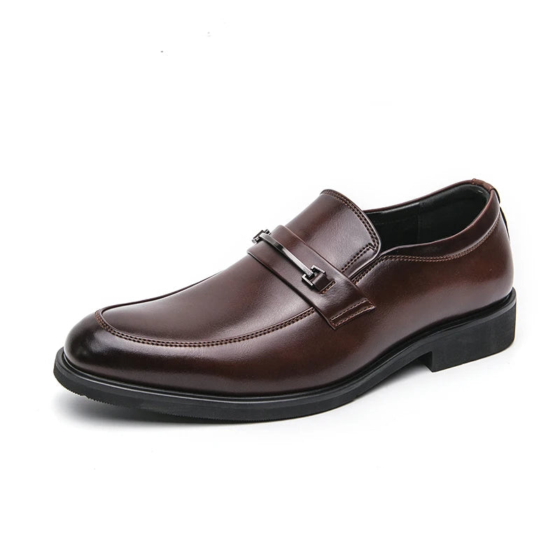 Round-Toe Formal Leather Loafers
