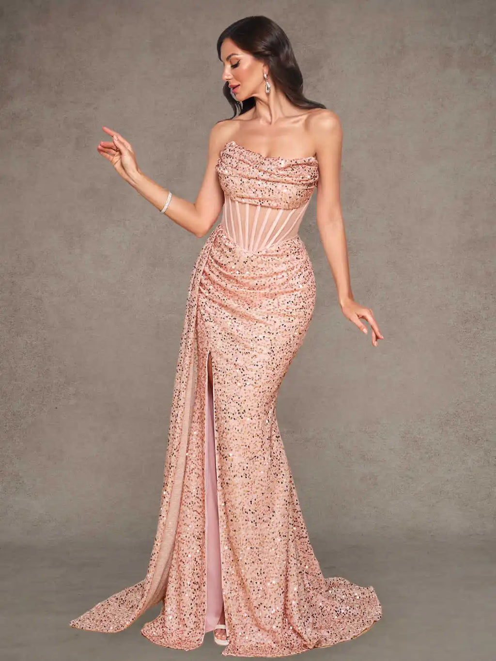 Rose Gold Sequin Mermaid Gown