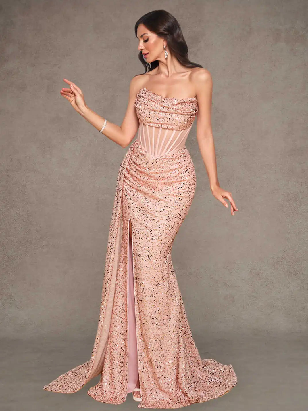 Rose Gold Sequin Mermaid Gown