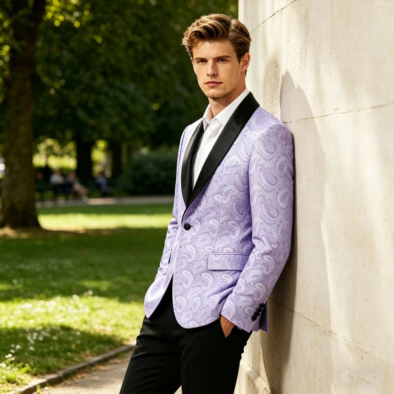 Paisley Jacquard Satin Shawl Blazer
