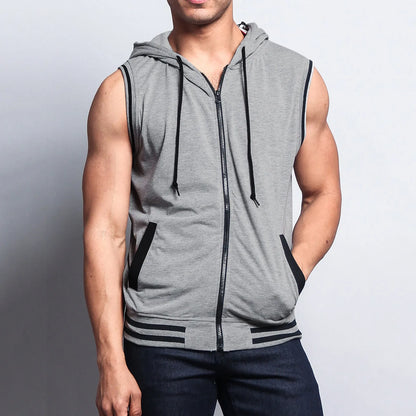 Men Zipper Hoodie Tank Top