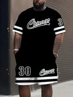Letter Print Basketball Shorts Set