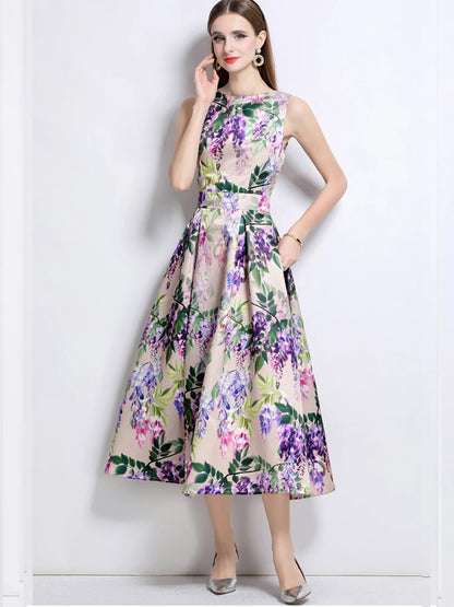 Printed Slim Fit Summer Vest Dress