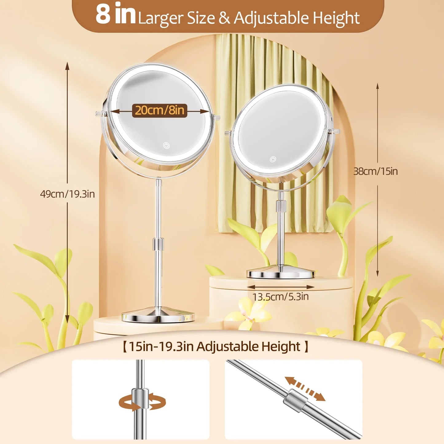 Adjustable Lighted Makeup Mirror