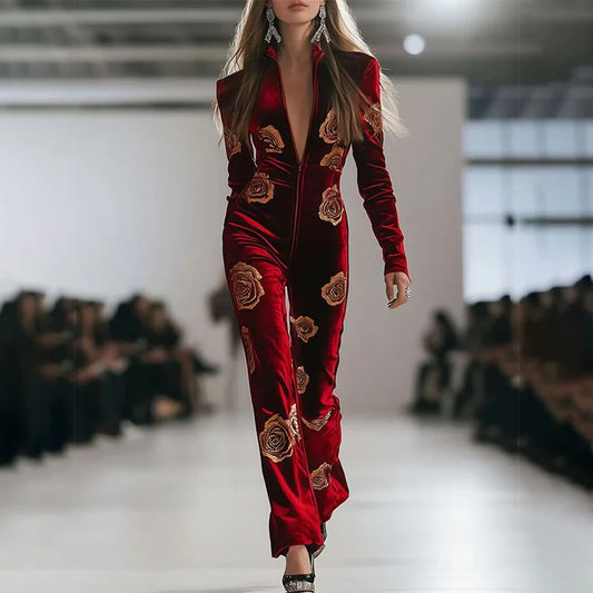 Velvet Floral Jumpsuit