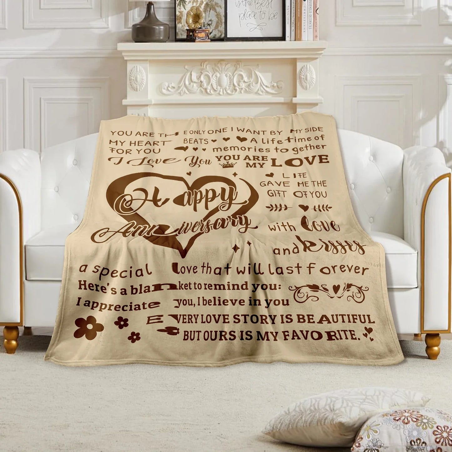 Heart Anniversary Flannel Blanket