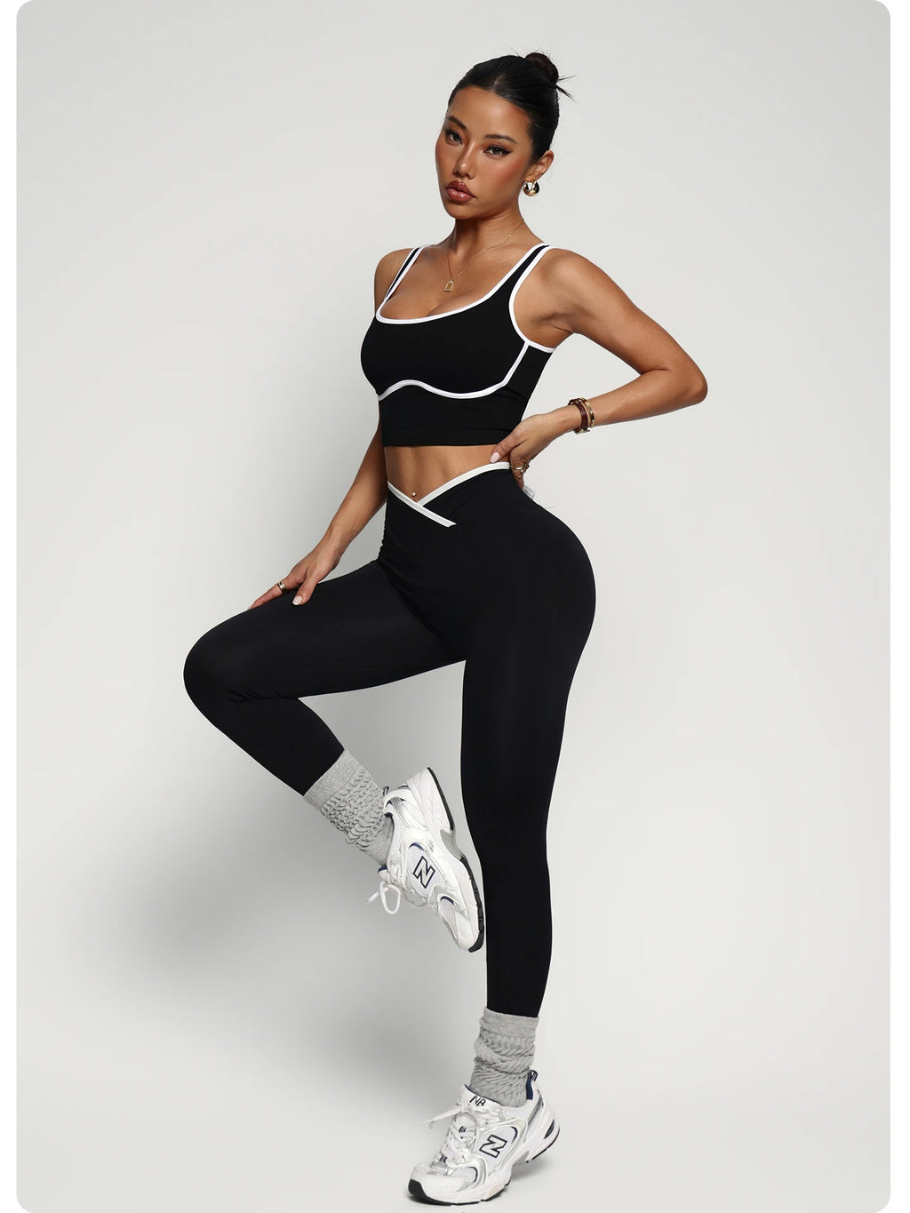 Blended Patchwork Pullover Slim Fit Two-Piece Yoga Set
