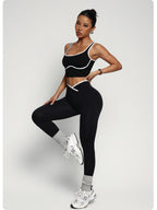 Blended Patchwork Pullover Slim Fit Two-Piece Yoga Set