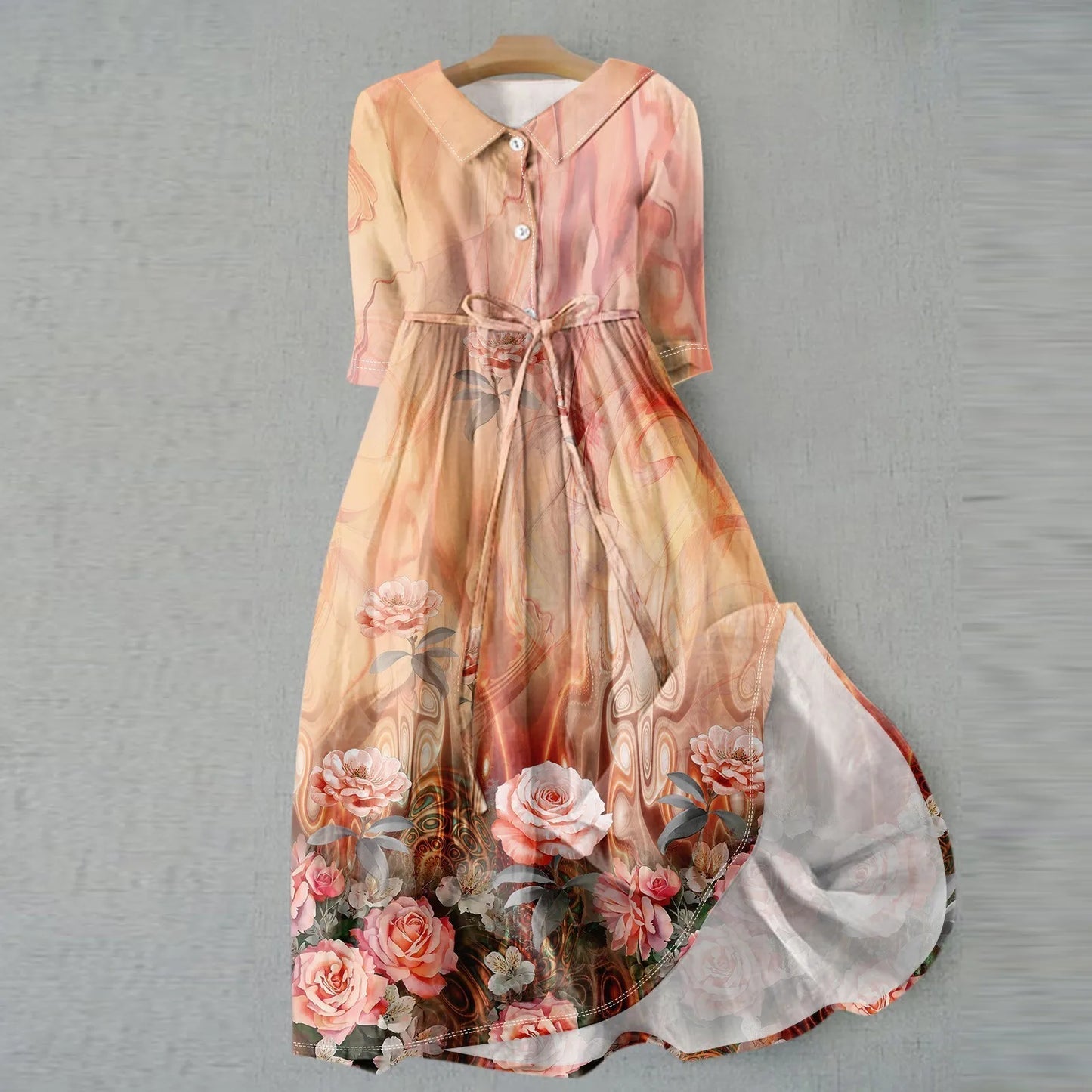 Floral Lapel Party Dress