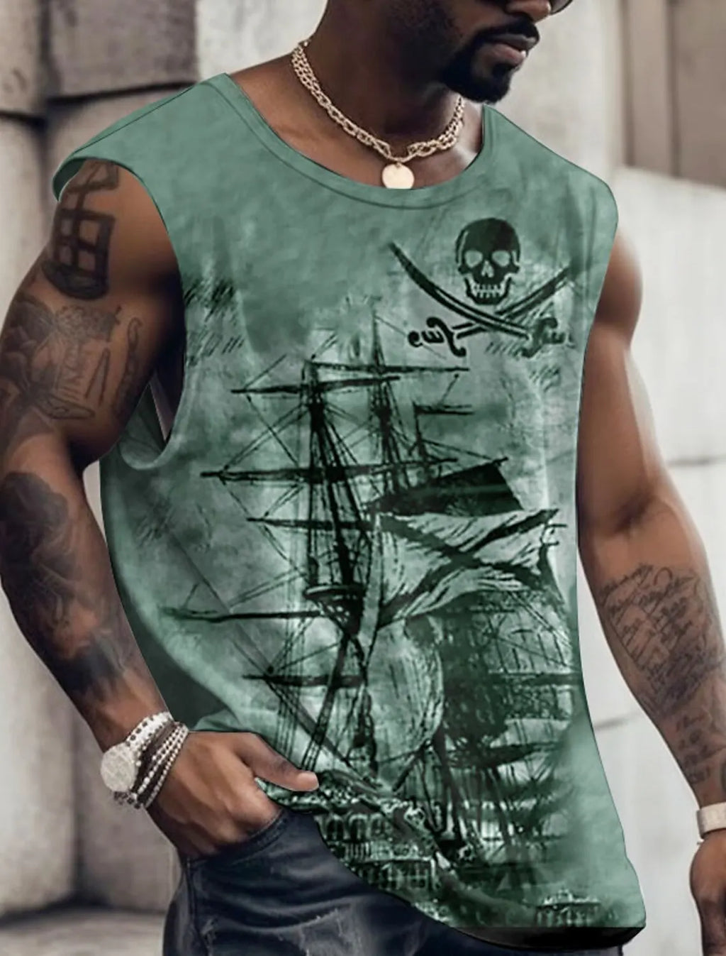 Rudder Graphic Print Tank Top
