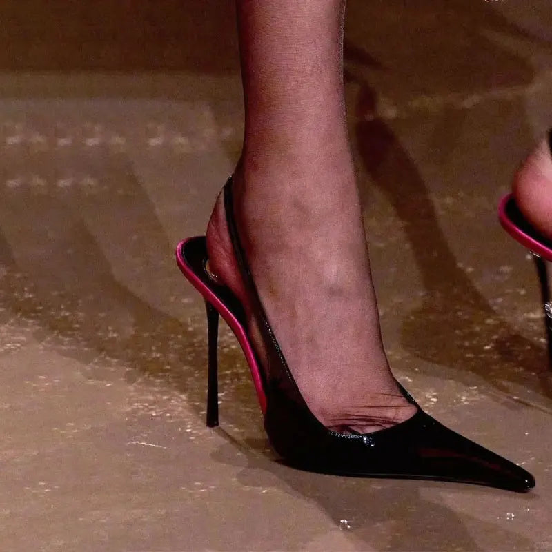 Patent Leather Pointed-Toe Sandals
